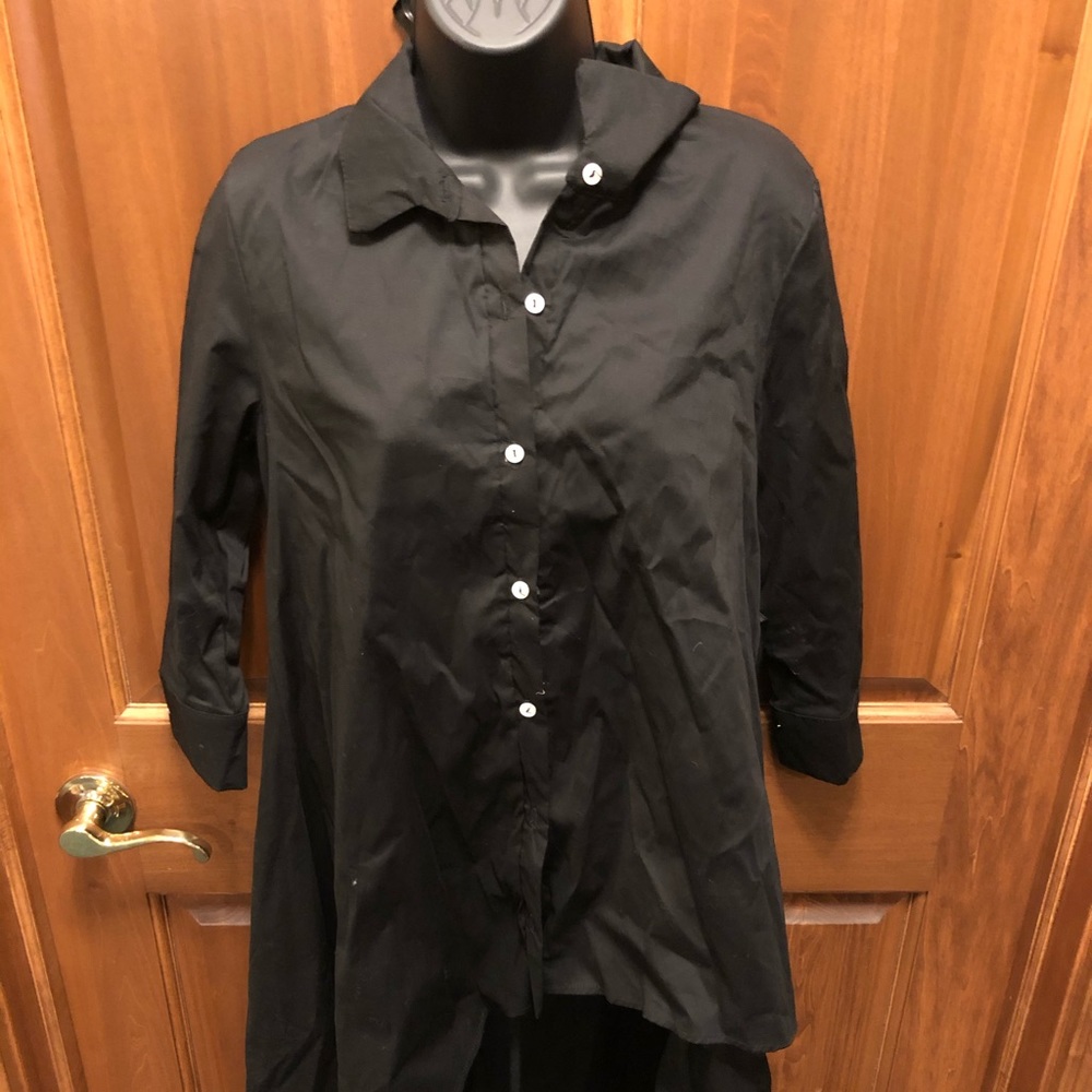 Long black button down.